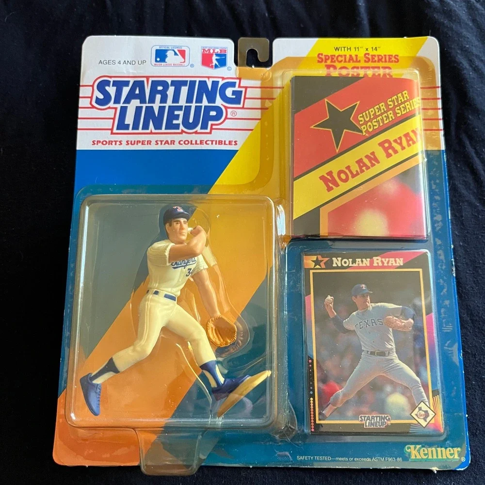 Nolan Ryan 1992 Starting Lineup Texas Rangers Kenner Figure Card Poster New